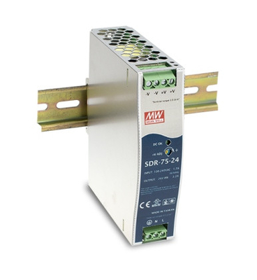 Alimentazione elettrica della ferrovia di baccano di SDR-75-24 Meanwell 12V 24V 48V 85%-89%