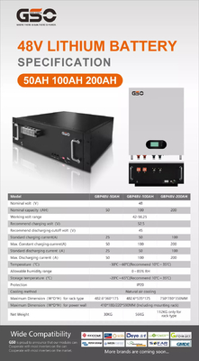 litio ricaricabile della batteria solare Lifepo4 di 2.5Kwh 50ah 5000 volte