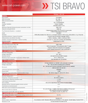 STI CE+T Bravo125/120 con ingresso extra CA 125Vdc 120Vac 2,5KVA 2,5KW P/N T321350201