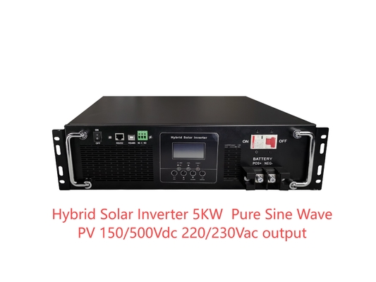 Rack Mount Pure Sine Ware Hybrid Solar Inverter 5KW PV 150/500Vdc 220/230Vac Output Wifi GPRS per BTS
