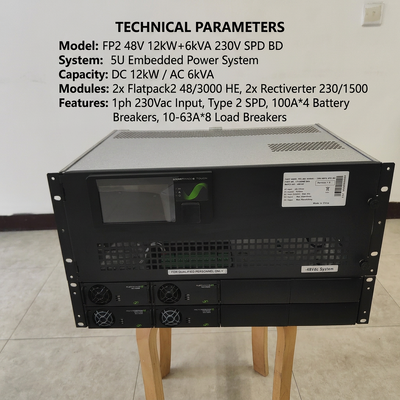 Sistema di alimentazione per telecomunicazioni 115VAC 48Vdc 12KW 6KVA su misura con raddrizzatore Eltek 241123.102 modulare